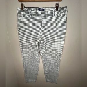 Old Navy Gray Blue White Gingham Pixie Cropped Mid-Rise Pants Women’s Size 14